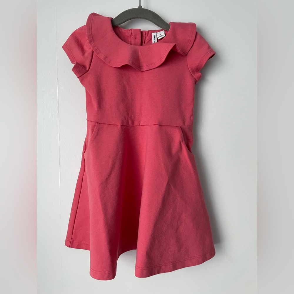 Janie and Jack coral ponte ruffle A-line dress 2T NWT